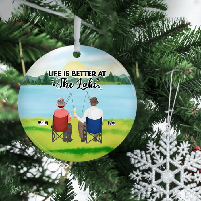 Life Is Better At The Lake - Personalized Gifts Custom Fishing Ornament For Couples, Fishing Lovers