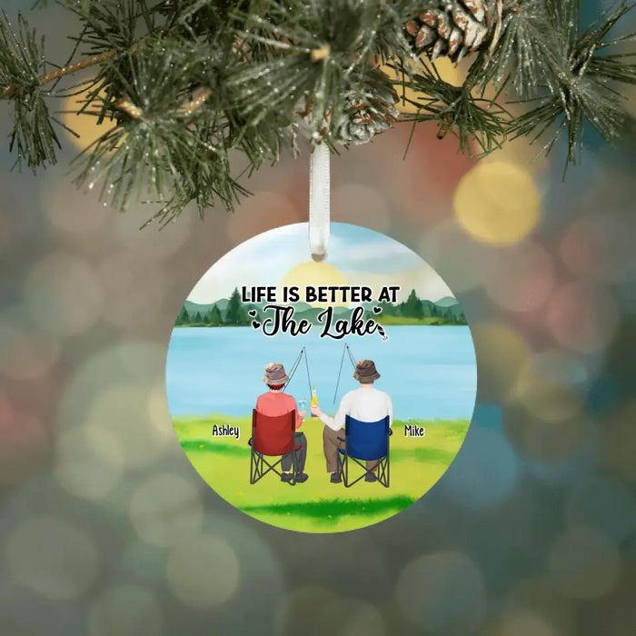 Life Is Better At The Lake - Personalized Gifts Custom Fishing Ornament For Couples, Fishing Lovers