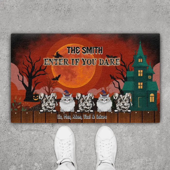 Enter If You Dare - Personalized Gifts Custom Halloween Doormat For Fur Family, Dog Lovers, Cat Lovers