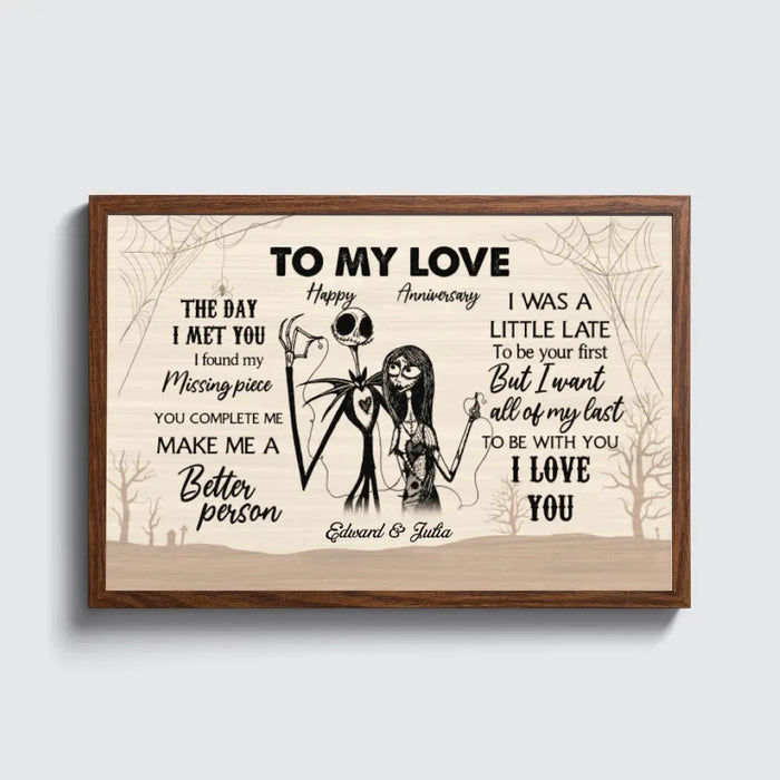 To My Love Happy Wedding Day- Personalized Poster, Halloween Couple Anniversary, Gift for Halloween, Wedding Anniversary Gift