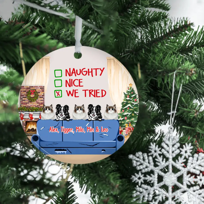 On the Naughty List and We Regret Nothing - Personalized Christmas Gifts Custom Ornament for Dog and Cat Lovers