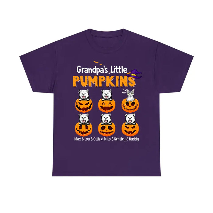 Grandpa's Little Pumpkins - Halloween Personalized Gifts Custom Shirt for Dog and Cat Lovers