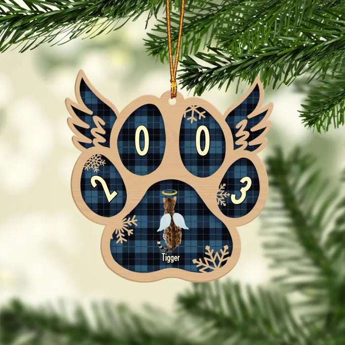 Personalized Paw Pets in Heaven Wooden Ornament, Christmas Gift For Cat Lovers, Dog Lovers