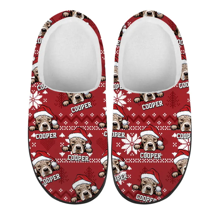 Personalized Custom Dog Slippers, Unisex Home Slippers, Christmas Gift For Her, Him