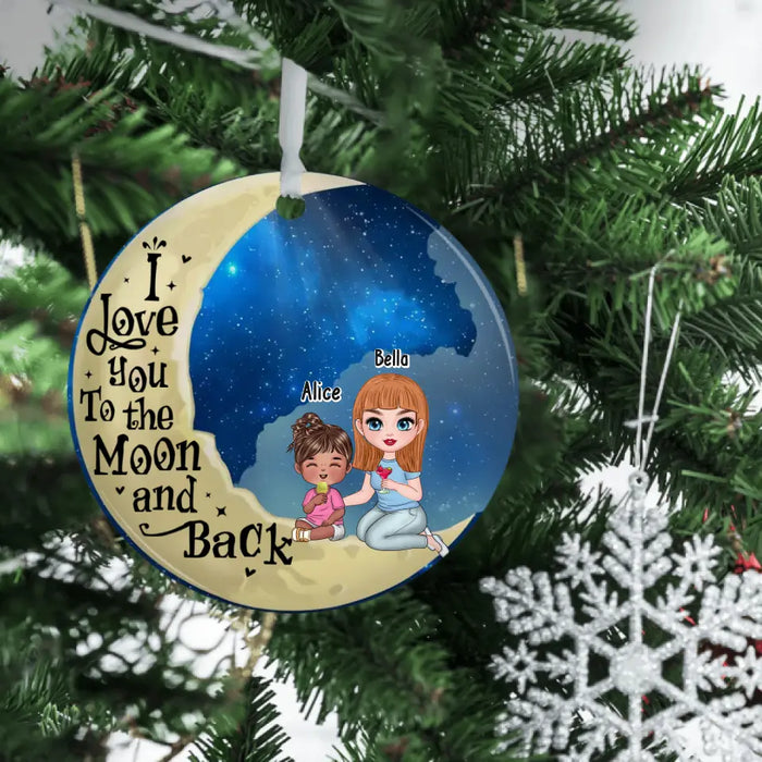 Love You To The Moon And Back Grandkids - Personalized Christmas Gifts Custom Ornament For Grandma, Mom, Mother