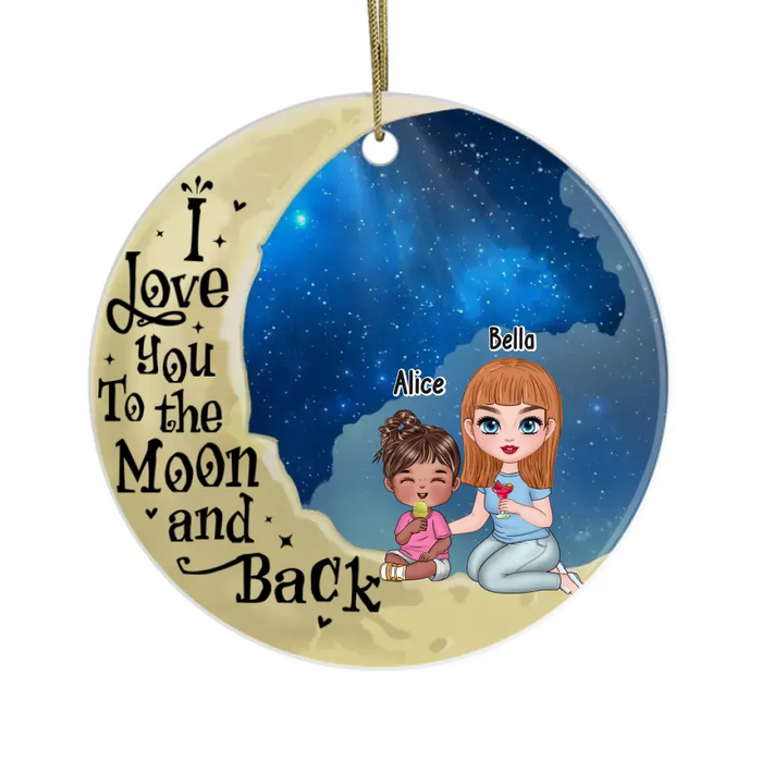 Love You To The Moon And Back Grandkids - Personalized Christmas Gifts Custom Ornament For Grandma, Mom, Mother