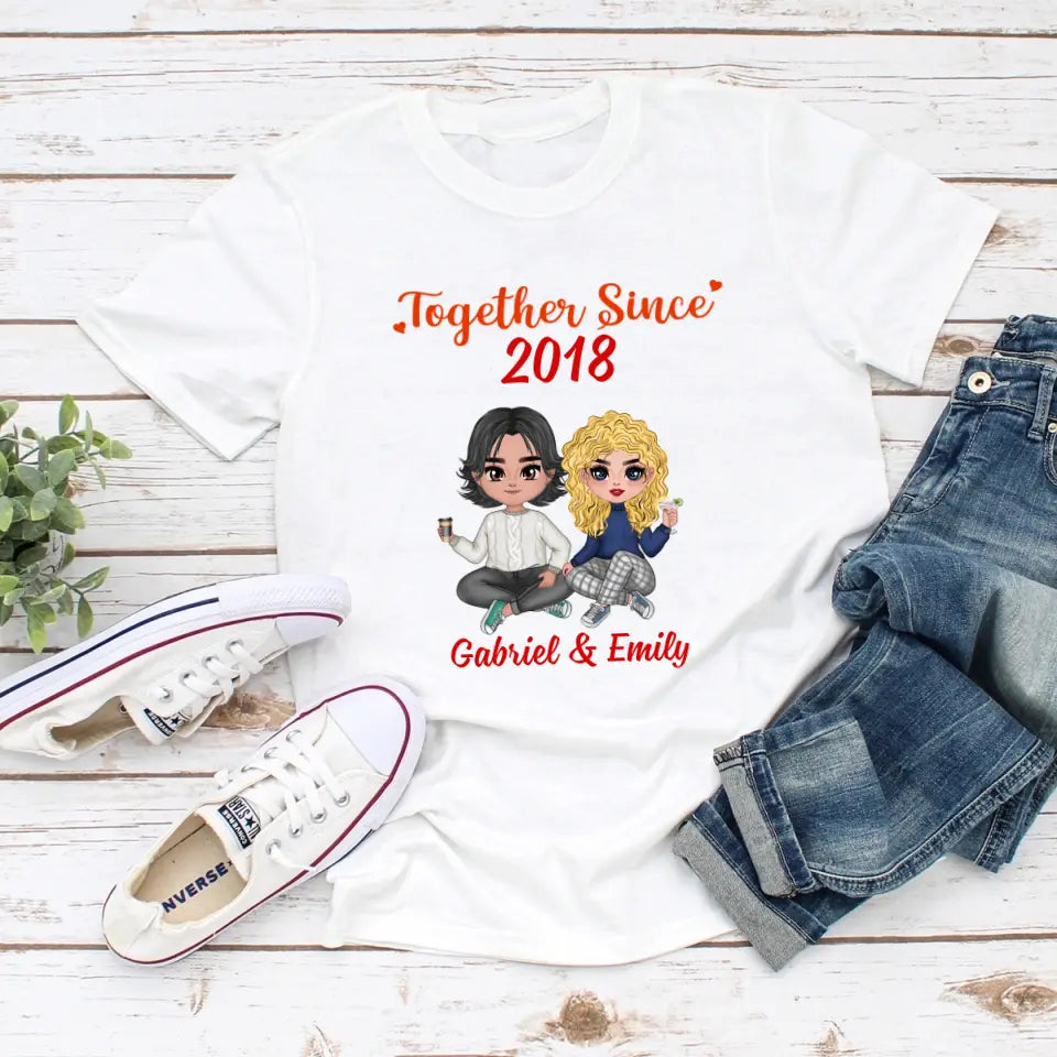Anniversary Tshirt For Couple Personalized Together Since Chibi