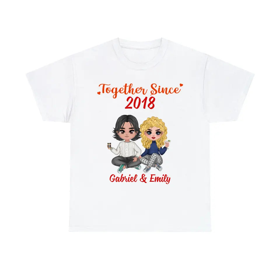 Anniversary Tshirt For Couple Personalized Together Since Chibi