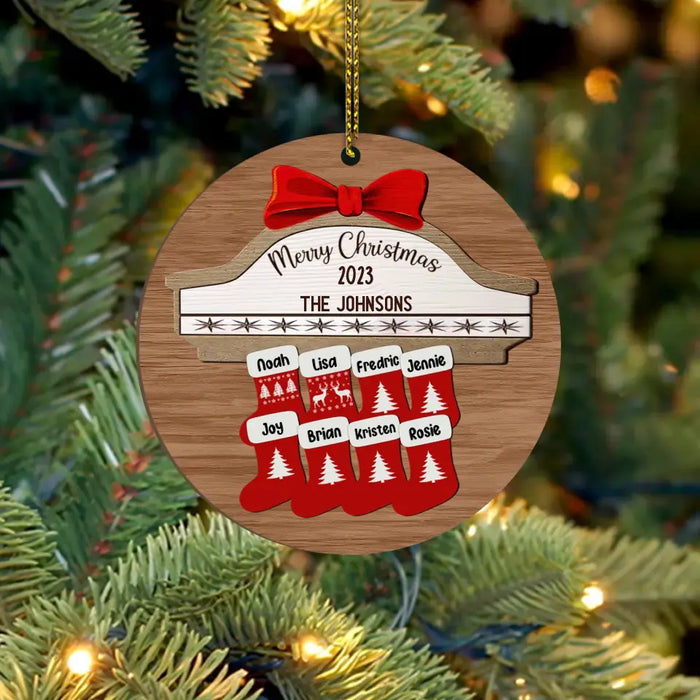 Merry Christmas 2023 Socks Family - Personalized Gifts Custom Ornament For Family