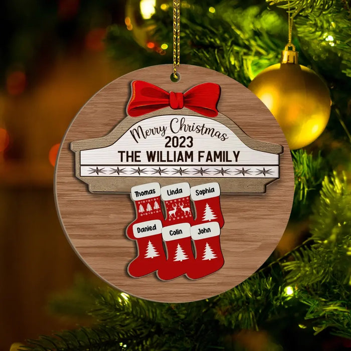 Merry Christmas 2023 Socks Family - Personalized Gifts Custom Ornament For Family