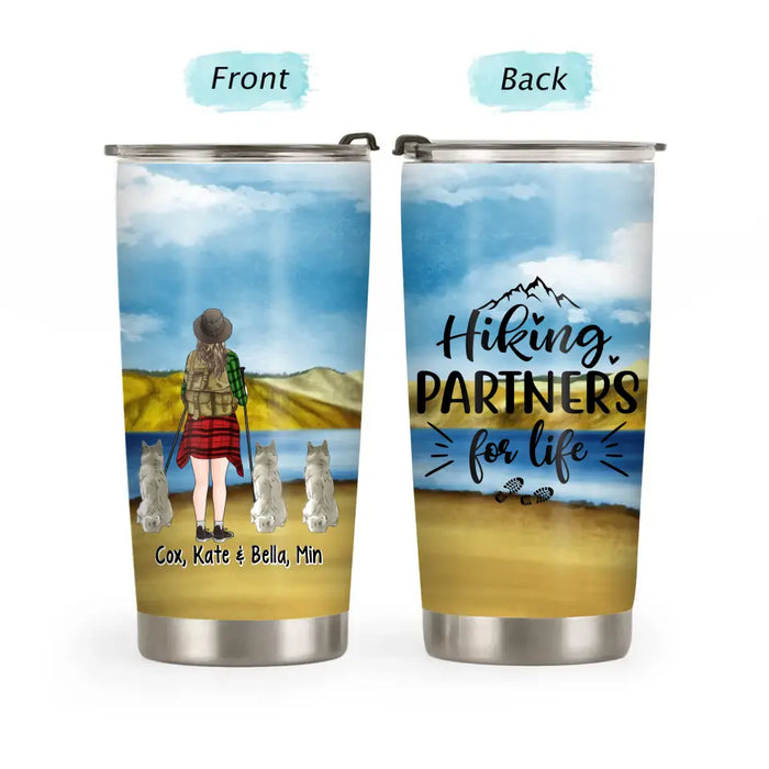 Hiking Partners for Life - Personalized Gifts Custom Hiking Tumbler for Dog Mom, Hiking Lovers