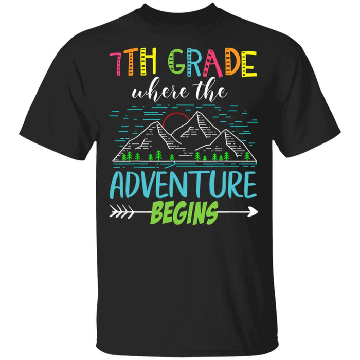 Back to School 7th Grade Where The Adventure Begins Youth T-Shirt