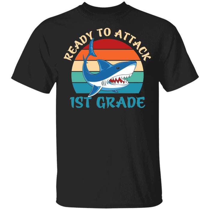 Back to School Ready To Attack 1st Grade Shark Youth T-Shirt
