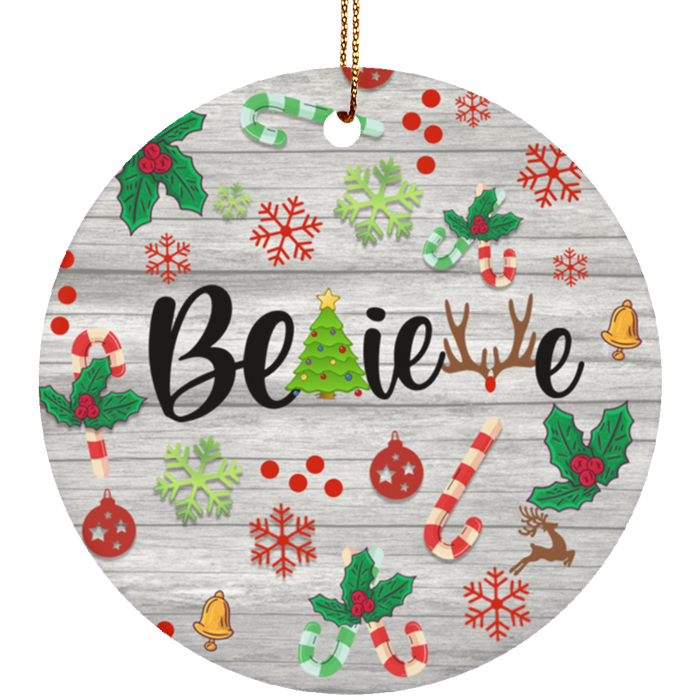 Believe Funny Christmas Tree Ornament