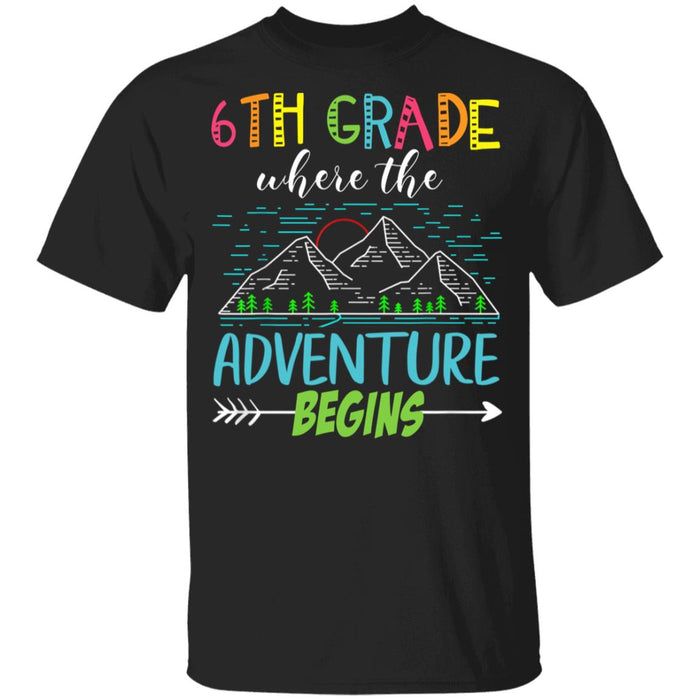 Back to School 6th Grade Where The Adventure Begins Youth T-Shirt