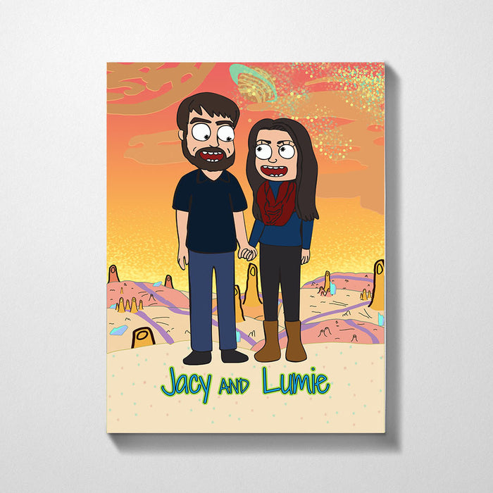 Custom Cartoon Canvas Portrait, Personalized Anniversary Family Gifts