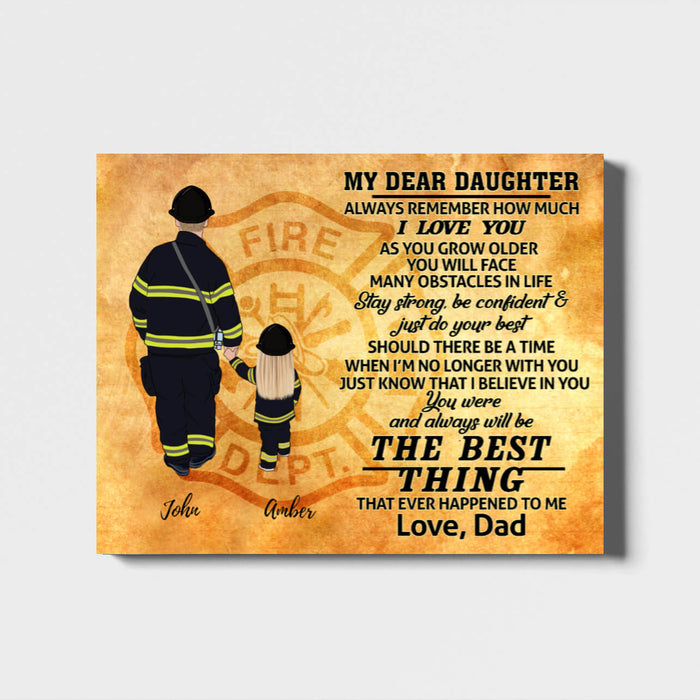 My Dear Daughter - Personalized Gifts Custom Firefighter Canvas for Dad and Daughter, Firefighter Gifts