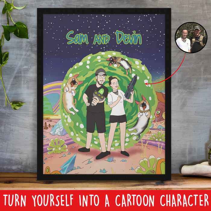 Custom Cartoon Portrait Premium Matte Posters, Personalized Anniversary Family Gifts