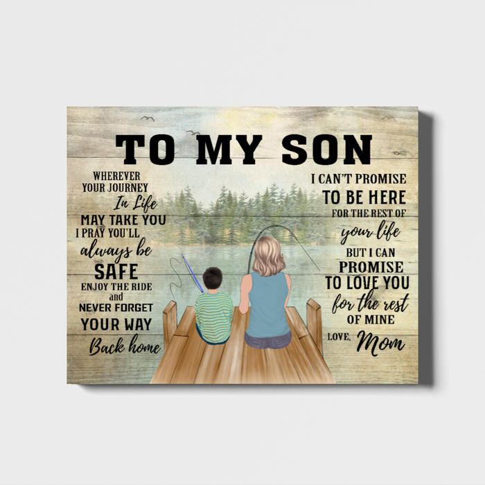 Personalized Fishing Canvas, Gifts for Son - To My Son - Custom Landscape Canvas Fishing Lovers