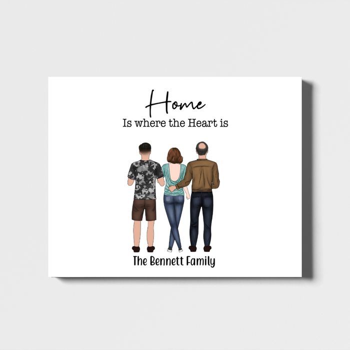 Personalized Landscape Canvas, Three members Family, Custom Gift for Family Lovers