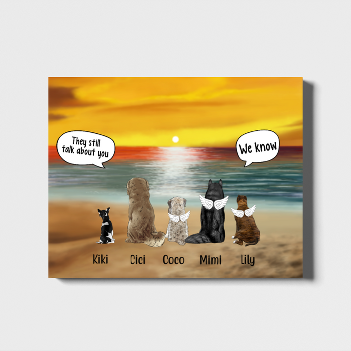 Personalized Landscape Canvas, Memorial Dogs in Conversation Gift for Dogs Lovers