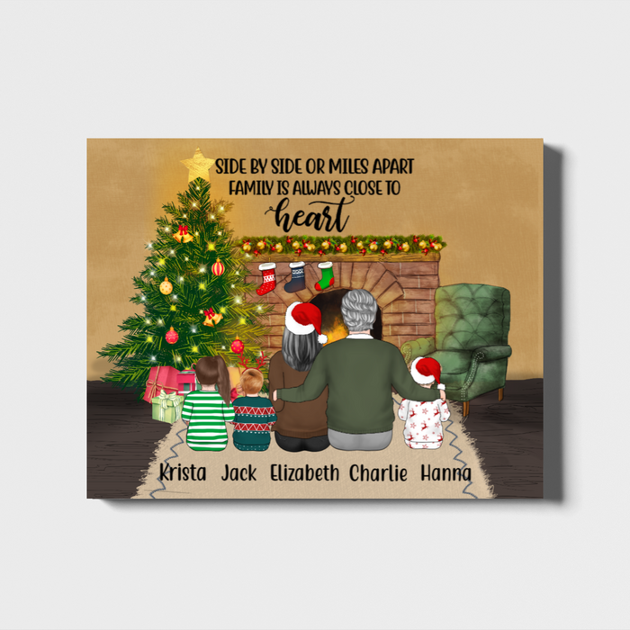 Side by Side or Miles Apart Grandparents and Kids - Christmas Personalized Gifts Custom Canvas for Family