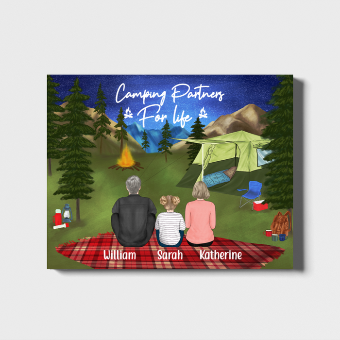 Personalized Landscape Canvas, Camping Family, Custom Gift for Camping Lovers