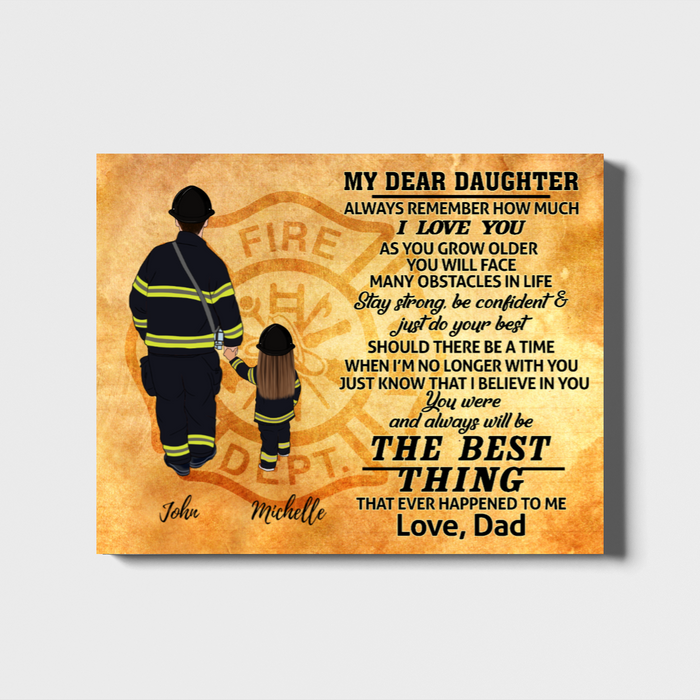 My Dear Daughter - Personalized Gifts Custom Firefighter Canvas for Dad and Daughter, Firefighter Gifts