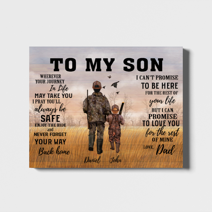 Custom To My Son Hunting Personalized Landscape Canvas Gift for Son Hunting Lovers