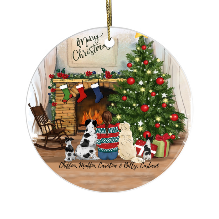 Personalized Gifts Custom Dog Ornament For Dog Lovers - Girl and Dogs - Christmas