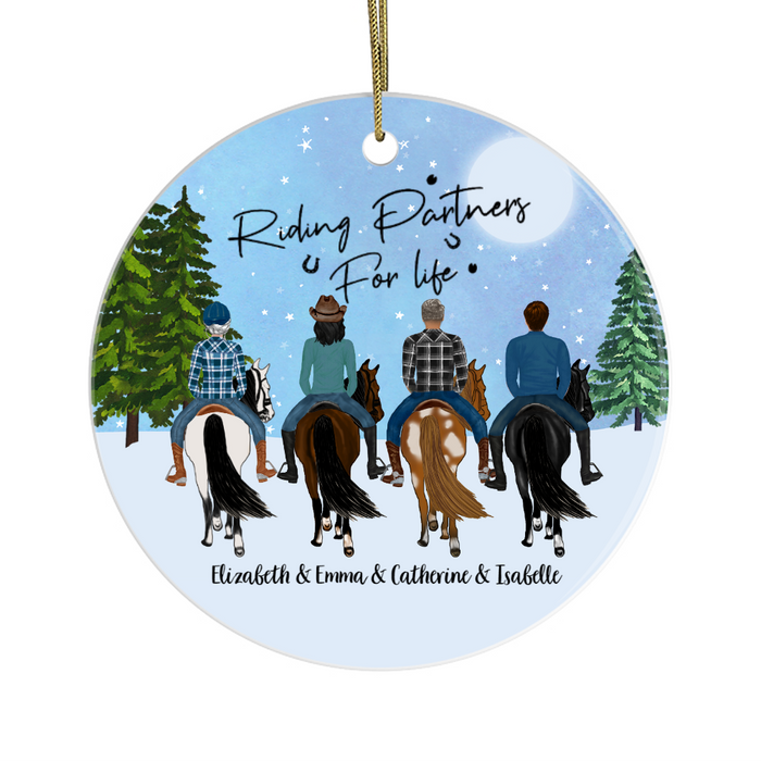Personalized Ornament, Four Riders Horse Riding Partners, Custom Gift for Christmas