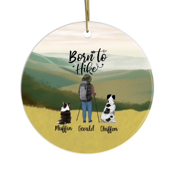 Personalized Ornament, Hiking Man with Dogs, Custom Gift for Christmas