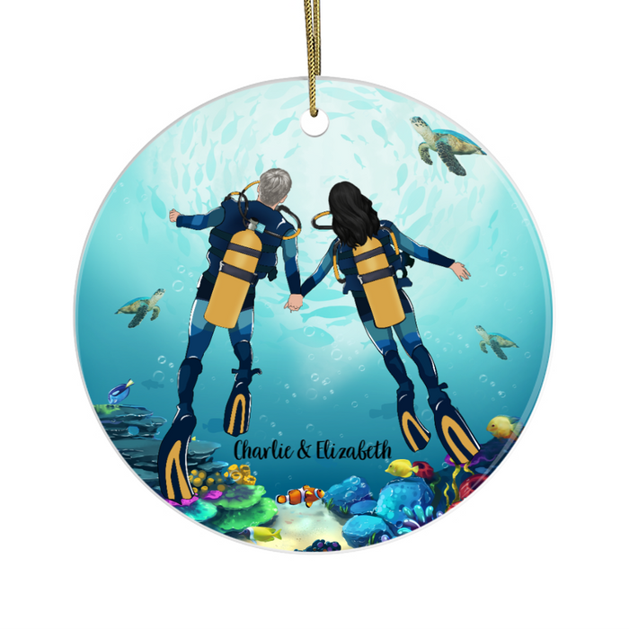 Personalized Ornament, Scuba Diving Partners, Custom Gift for Christmas