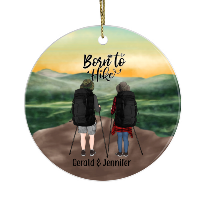 Personalized Ornament, Hiking Couple and Friends, Custom Gift for Christmas