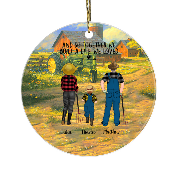 Personalized Ornament, Farming Couple and Kids Christmas, Custom Gift for Farmers
