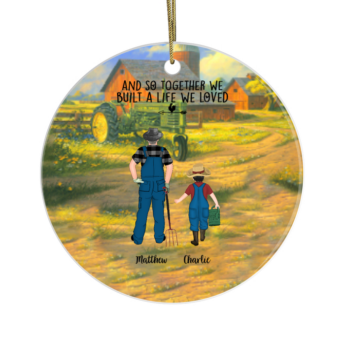Personalized Ornament, Man and Kids Farming Christmas, Custom Gift for Farmers