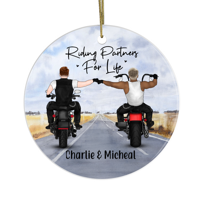 Personalized Ornament, Two Biker Partners, Custom Gift for Motorbike Lovers