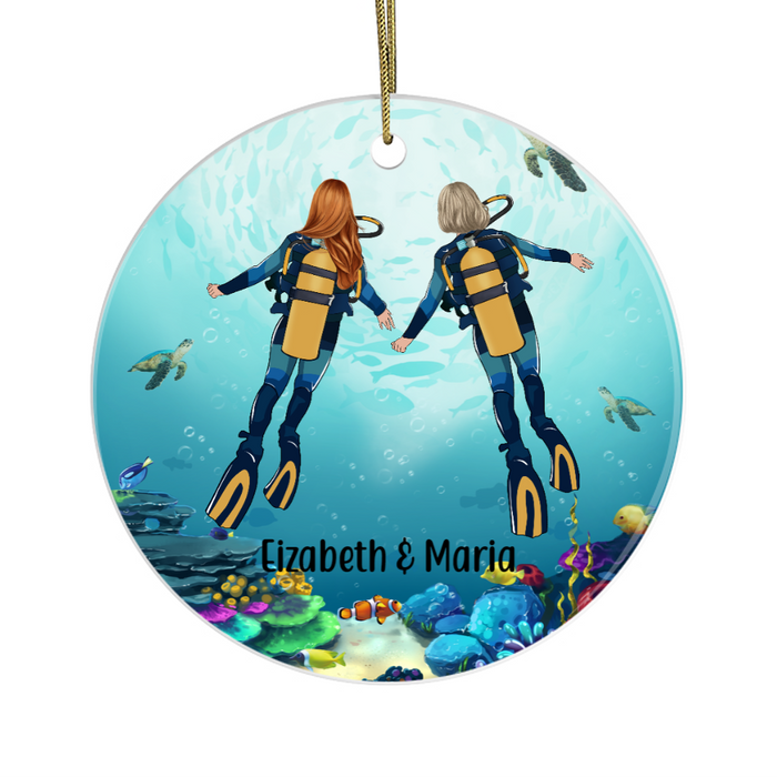 Personalized Ornament, Scuba Diving Same Sex, Custom Gift for Christmas