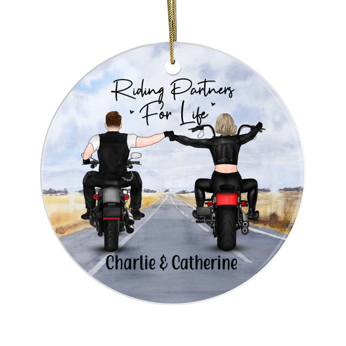 Personalized Ornament, Couple Biker Partners, Custom Gift for Motorbike Lovers
