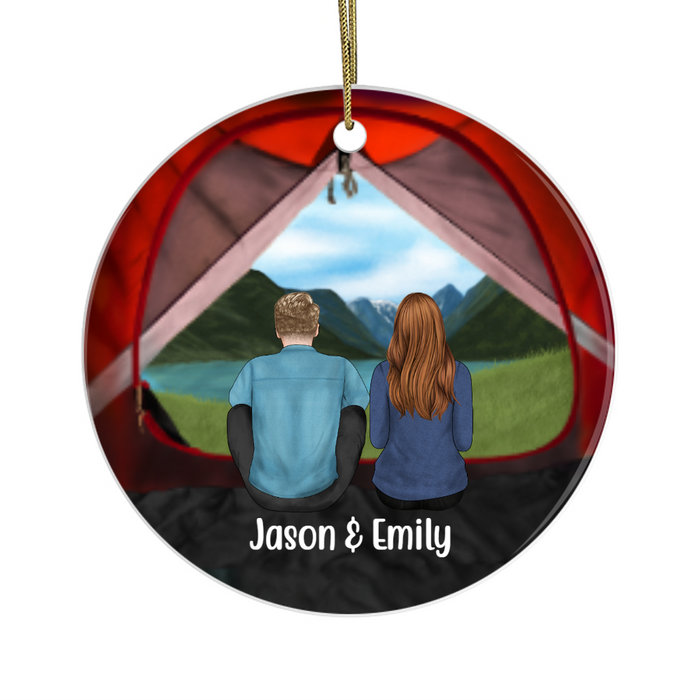 Personalized Ornament, Camping View Couple, Custom Gift for Christmas