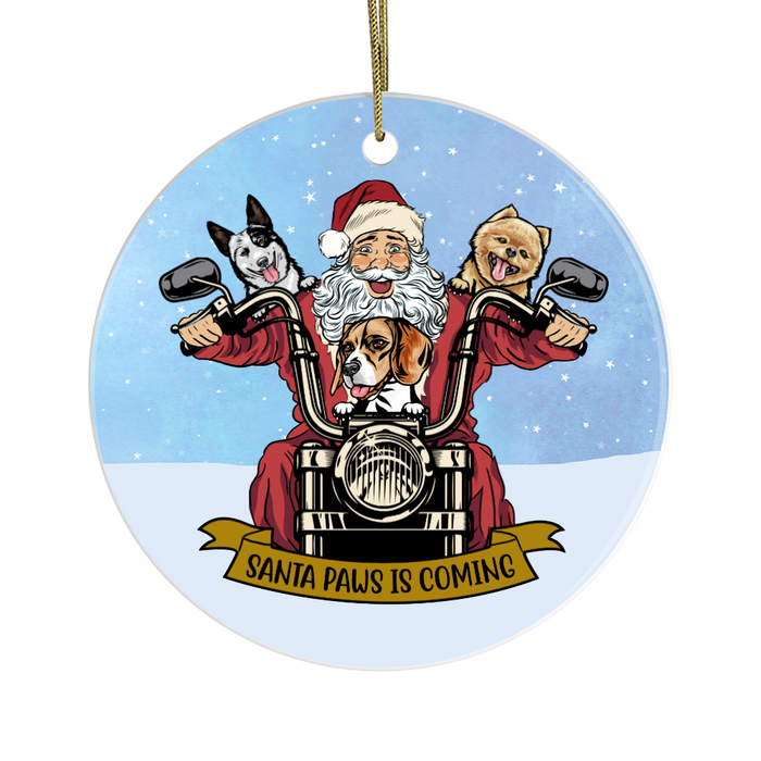 Personalized Ornament, Santa Paws Is Coming Christmas, Custom Gift for Dog Lovers