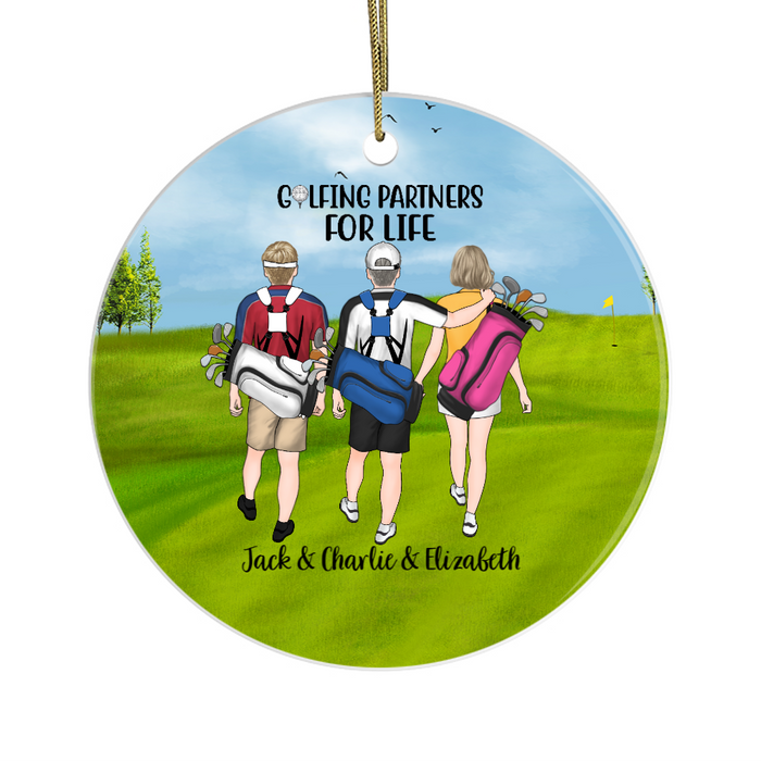 Personalized Ornament, Christmas Gift Ideas for Golfers, Three Friends Golfing, Pack of 1-5