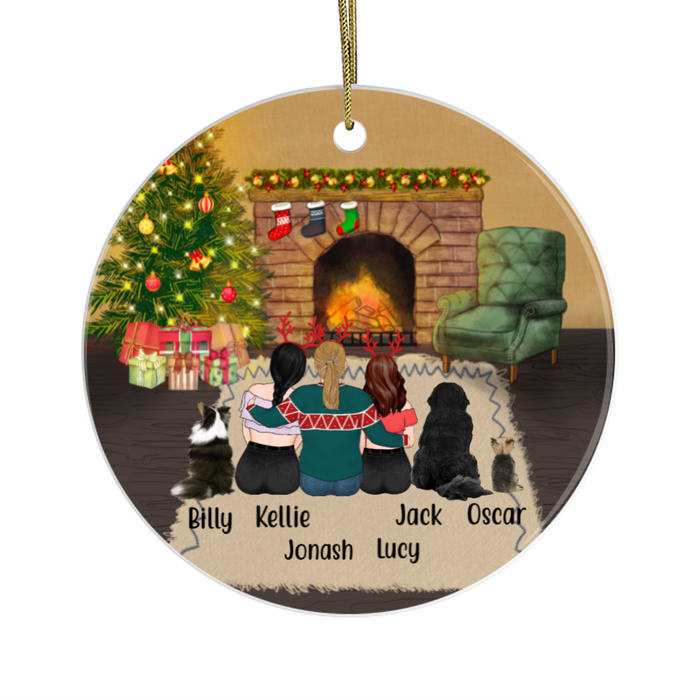 Personalized Ornament, Man and Two Woman with Dogs Cusom Gift for Christmas