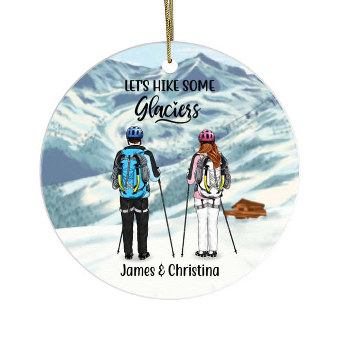 Personalized Ornament, Glacier Hiking Couple and Friends, Custom Gifts for Hiking Lovers