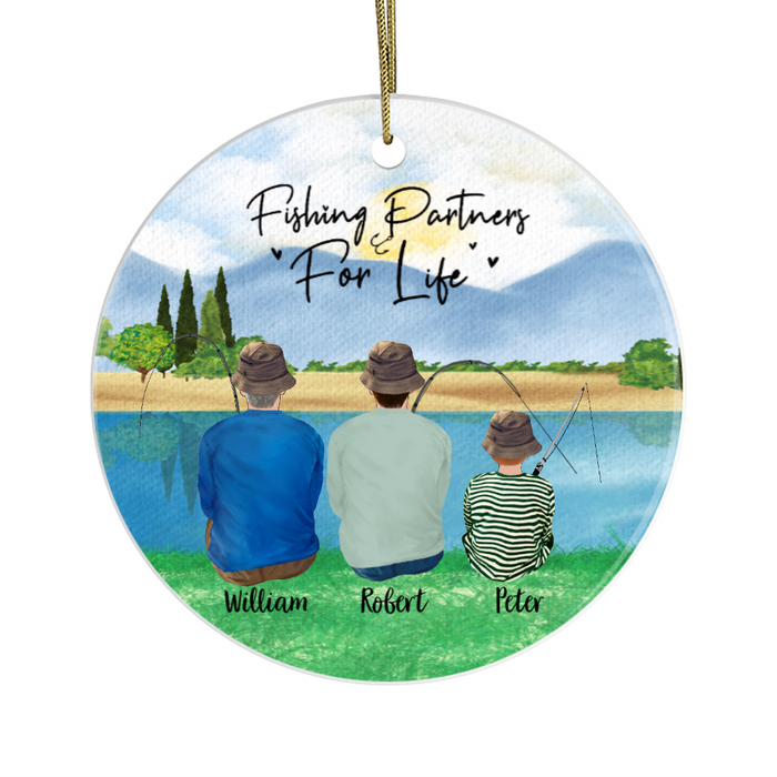 Personalized Ornament, Fishing Gifts, Fishing Partners 2 Men and Kid