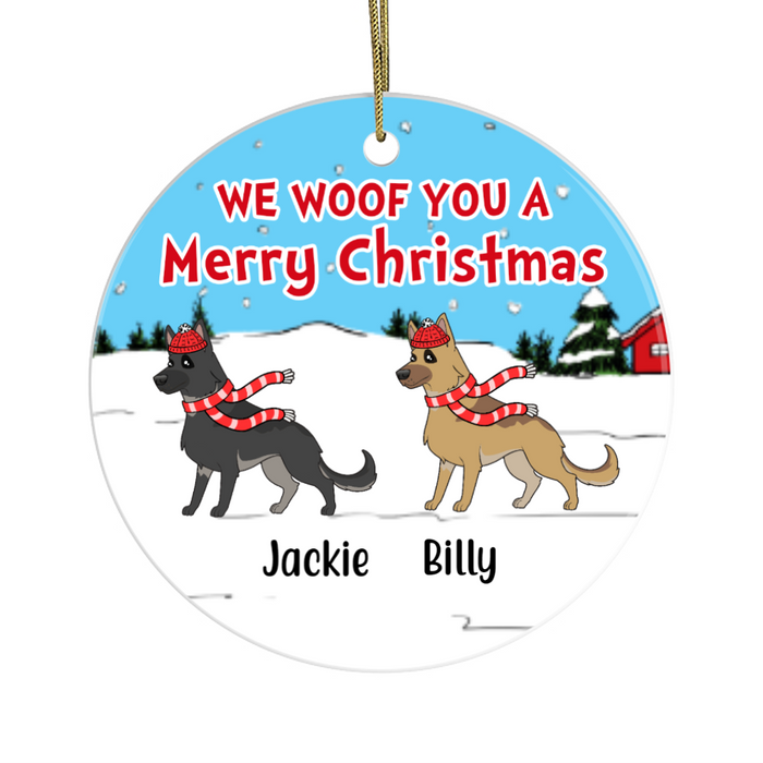 Personalized Ornament, German Shepherd Walking Christmas, Custom Gift for Dog Lovers