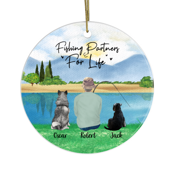Personalized Ornament with Dog, Fishing Gifts For Him, Man and Dogs