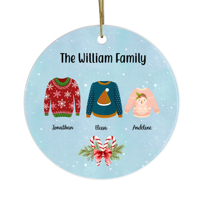 Personalized Ornament, Ugly Sweater Family, Custom Gift for Christmas