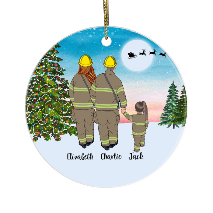 Personalized Ornament, Firefighter Parents and Kid Gift for Christmas