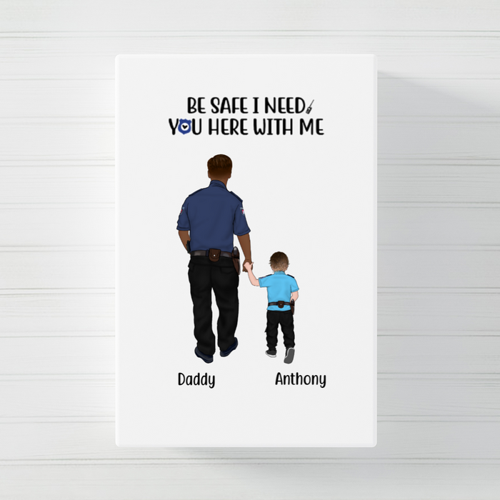 Personalized Poster/Canvas, Police Parents and Kids, Custom Gift for Father's Day and Police Lovers